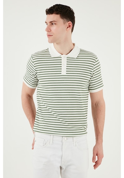 Buratti Pamuklu Regular Fit Çizgili Erkek Polo Yaka T Shirt 5903009 Elma Yeşili