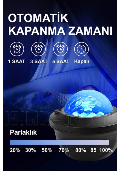 Yıldızlı Gökyüzü Gece Lambası Aurora Starlight Samsung Galaxy Uyumlu  Uyumlu Led Projektör Disko Işığı - Hoparlör