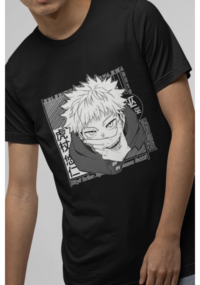 Anime Jujutsu Kaisen Itadori Sukuna Tişört Siyah