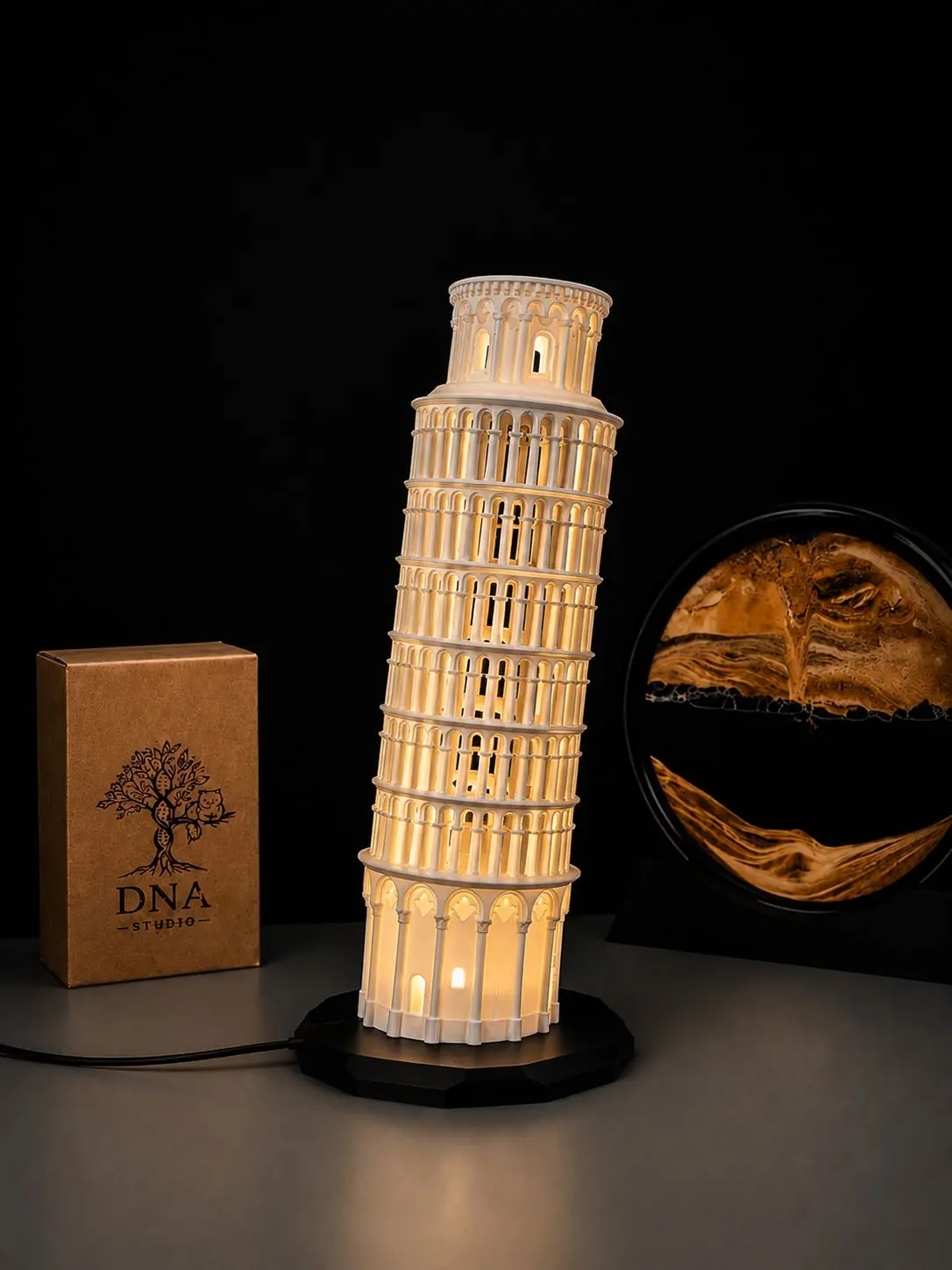 Pisa Kulesi Gece Lambası Usb Led Dekoratif Masa Ve Gece Lambası Beyaz