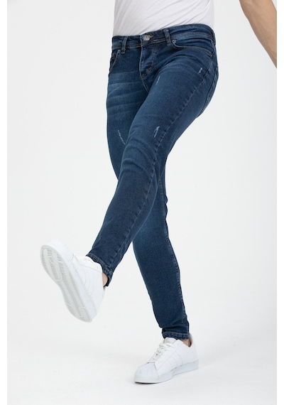 Onezero Erkek Mavi Destroy Skinnyfit Likralı Jean Kot Pantolon Mavi
