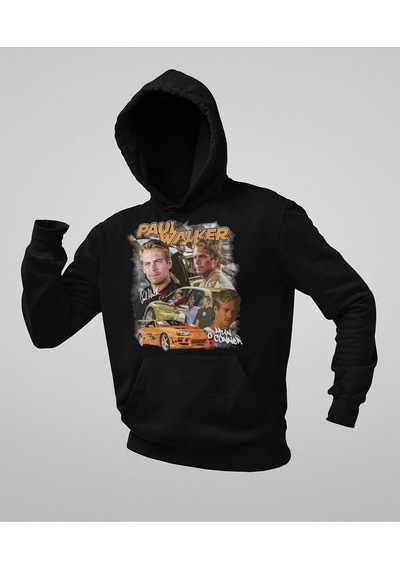 Sevbano Hızlı Ve Öfkeli Paul Walker Baskılı Unisex Oversize Film Hoodie Siyah