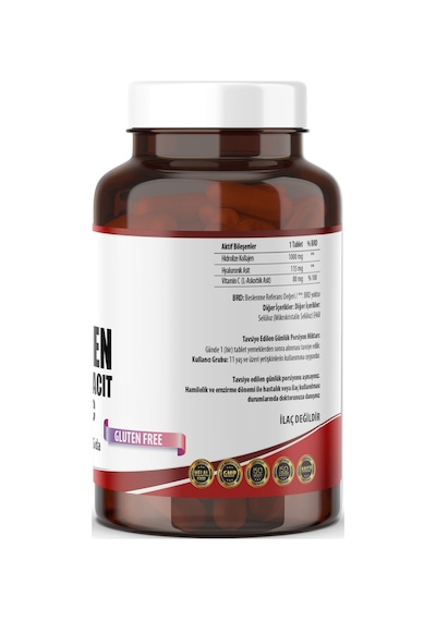Kolajen Hyaluronıc Acid Vitamin C Gluten Free 90 Tablet - Hap Kutusu