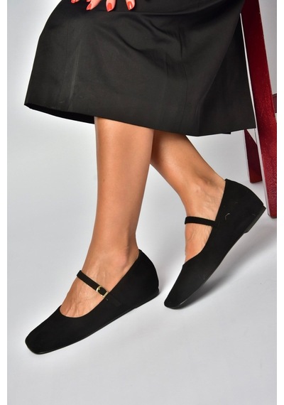 Fox Shoes Z250800002 Siyah Süet Günlük Kadın Ayakkabı