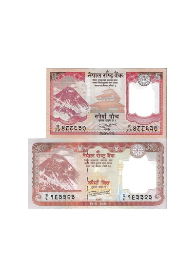 Nepal 2017/2020 Yılları 5/20 Rupees Yabancı Kağıt Para Seti Çil Unc Koleksiyon Para