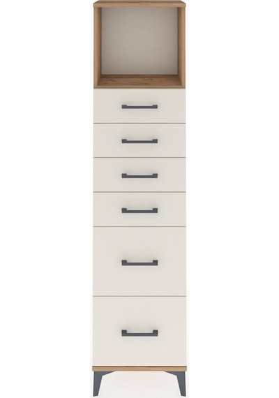 Arges Dolap Tek Raflı 6 Çekmeceli 44x30x182 Çam-aytaşı Atlas Çam