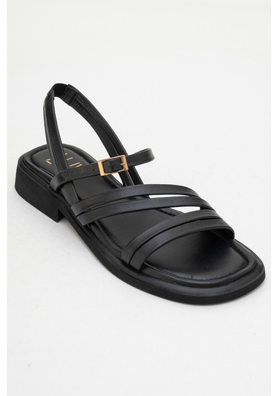 Luvishoes Luvi Shoes Cesar Siyah Hakiki Deri Kadın Sandalet Siyah