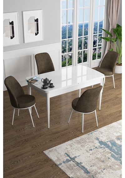 Canisa Concept Han Serisi 70x114 Açılabilir Mdf Mutfak Masası Takımı Beyaz Masa 4 Kahverengi Sandalye Masa Beyaz Sandalyeler Kahverengi Canisa Concept Han Serisi 70x114 Açılabilir Mdf Mutfak Masası Takımı Beyaz Masa 4 Kahverengi Sandalye Masa Beyaz Sandalyeler Kahverengi