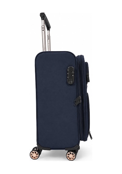 Fossil Unisex Kumaş Kabin Boy Ultra Hafif Şifreli Körüklü Kendi Etrafında Dönebilen Valiz 010-03 Lacivert