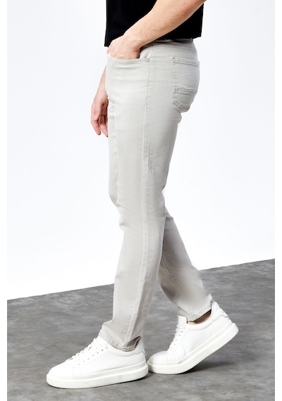 HLT Jeans Erkek Taşlamalı Mavi Regular Fit Rahat Kesim Esnek Likralı Denim Jeans Kot Pantolon Hlthe001918 Taş