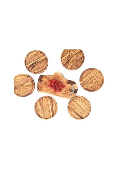 Zethome Zeytin Ağacı Ahşap Yuvarlak. Oluklu Steak / Pizza Tahtası