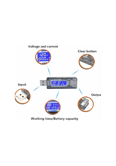 Kws-v20 Led Ekranlı Usb Voltmetre Ampermetre Usb Sarj Ve Kapasite Cihazı - 4-20v, 0-3a, 0-99h, 0-99999mah