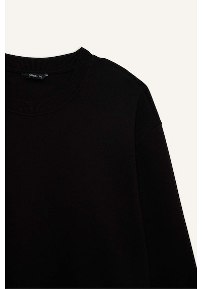 Defacto Boxy Fıt Bisiklet Yaka Pike Sweatshirt H1001ax26spbk81 Siyah-bk81