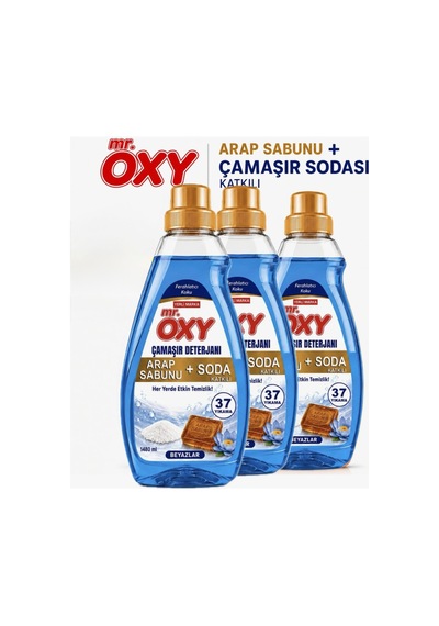 Sıvı Çamaşır Deterjanı Arap Sabunu+soda Katkılı Beyazlar İçin 3lü 1480ml