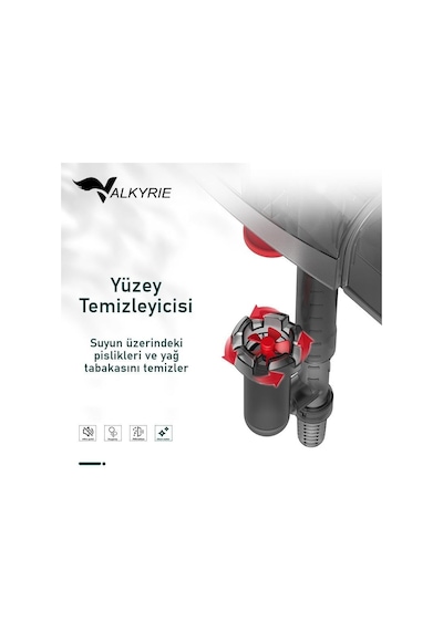 Tr Askılı Akvaryum Şelale Filtre 5w 350 L/h Ayarlanabilir Debi Yüzey Temizleyici