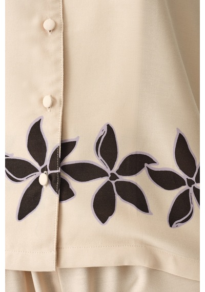 Penti Pastel Bej Petal Düğmeli Gömlek Pantolon Pijama Takımı