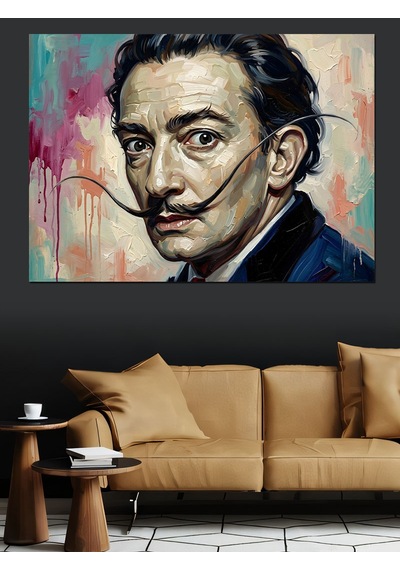 Ressam Salvador Dali Modern Portresi Dekoratif Kanvas - Mdf Ahşap Tablo