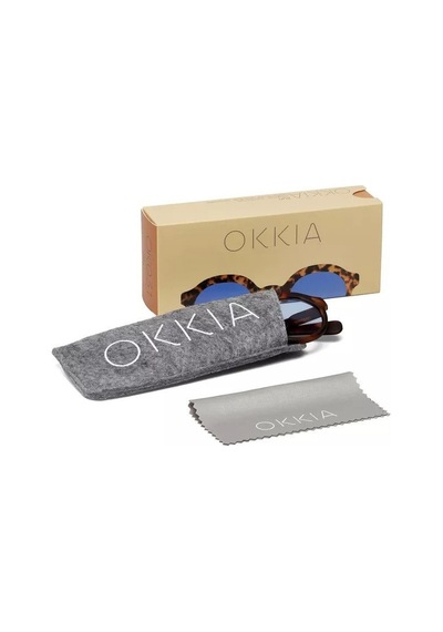 Okkia Lauro Yuvarlak Klasik Havana  Unisex Güneş Gözlüğü Mavi Grad
