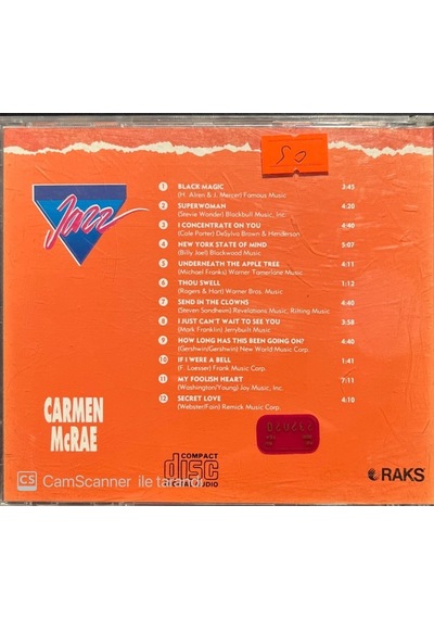 Plak Değildir Cd Dir Cd Carmen Mcrae Jazz Cd