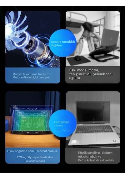 Monozone Z33 Işıklı Laptop Soğutucu 8 Fanlı 17İnç Yükseklik Ayarlı Stand Sessiz Notebook Soğutucu