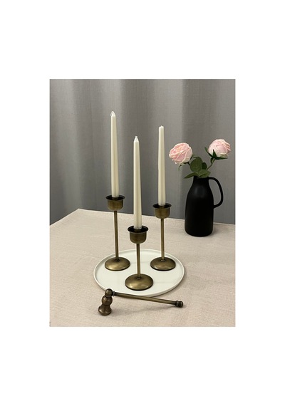 Eskitme Gold Rengi Bloom Set 3'lü Şamdan & Dekoratif Mum Söndürücü Obje Eskitme Gold - 829988927 Eskitme Gold