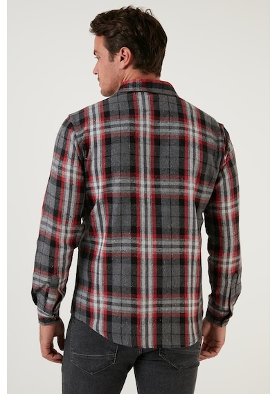 Buratti Ekoseli Uzun Kollu Slim Fit Kışlık Erkek Gömlek Cf21W112844 Gri