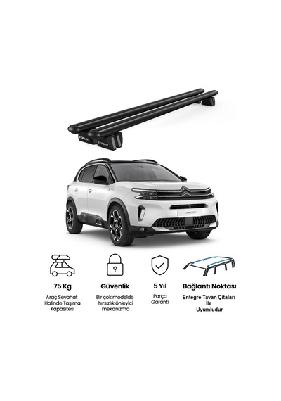 Pençe Citroen C5 Aircross Suv 2018 Ve Sonrası Uyumlu Siyah Ara Atkı Port Bagaj Tavan Barı