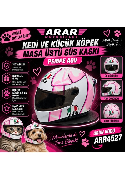 Kedi Ve Küçük Köpek-masa Üstü Süs Kaskı Pempe Agv-4527 1 Adet