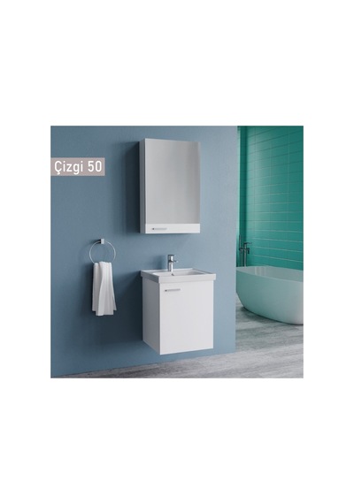 Çizgi 50 Cm Beyaz Mdf Banyo Dolabı Beyaz Çizgi 50 Cm Beyaz Mdf Banyo Dolabı Beyaz