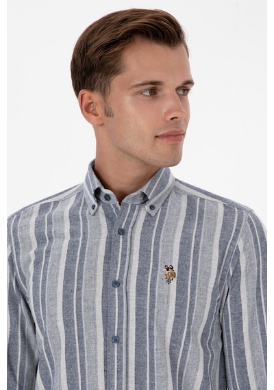 U.S. Polo Assn. Erkek Lacivert Uzun Kollu Çizgili Gömlek 50316565-VR033 U.S. Polo Assn. Erkek Lacivert Uzun Kollu Çizgili Gömlek 50316565-VR033