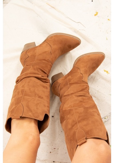 Fox Shoes Taba Süet Kadın Çizme J404040102