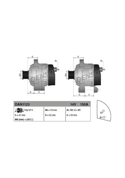 DENSO DAN1123 Alternatör Doblo 1,6D Multıjet-Gıulıetta 1,6-2,0 12V 150A