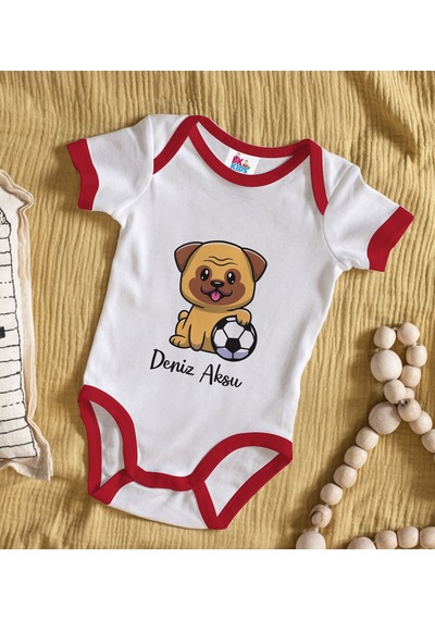 Bk Gift Bk Kids Kişiye Özel Futbol Tasarımlı Kırmızı Bebek Body Zıbın-2 Çok Renkli