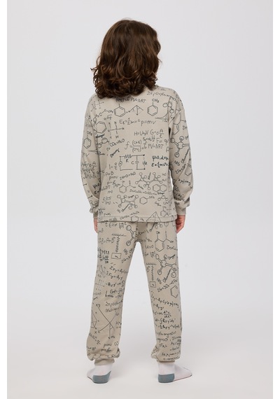 Panço Erkek Çocuk Baskılı Pijama Takımı Taş
