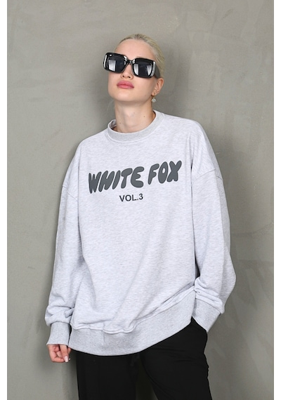 Madmext Karmelanj Bisiklet Yaka Baskılı Sweatshirt Mg1904 Kar Melanj