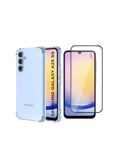 Samsung Galaxy A25 Uyumlu Köşe Dolgulu Anti Shock Telefon Kılıfı Ve 5d Kırılmaz Cam Ekran Koruyucu