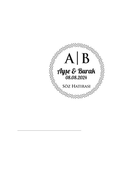 Zikzak Çerçeveli Yuvarlak Mühür Kına Nişan Düğün 3x3 Cm Özel Etiket / 50 Adet Sticker Beyaz