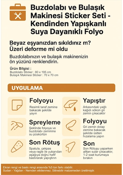 Buzdolabı Ve Bulaşık Makinesi Kapak Kendinden Yapışkanlı Folyo Kaplama Boho Tüy Desen İbmb025
