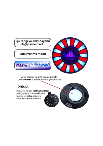 Upway Sese Duyarlı Şarjlı Animasyonlu Ritim Lambası - Çok Renkli Hediyelik Araç Aksesuarı
