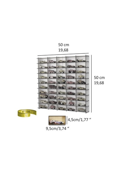 Pleksi Kapaklı 1/64 Ölçek 50araç Hotwheels Matchbox Metal Araç Uyumlu Model Oyuncak Araba Rafı Diğer