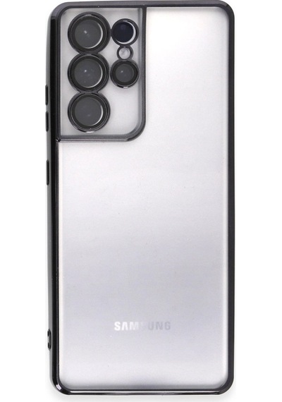 Samsung Uyumlu Galaxy S21 Ultra Kılıf Kamera Korumalı Lensli Silikon Siyah