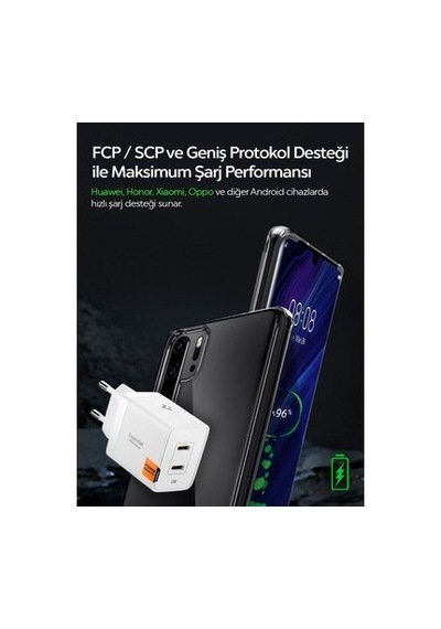 47w Usb-c 2 Portlu Mini Hızlı Şarj Aleti İle Isı Düşürücü