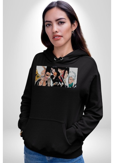 Bleach Anime Kadın Erkek Siyah Kapüşonlu Sweatshirt Hoodie Siyah