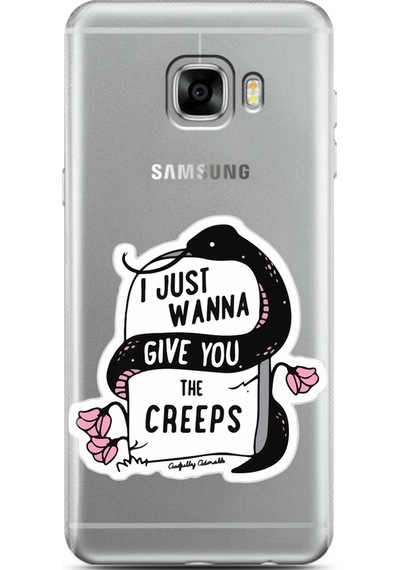 Samsung Uyumlu C5 Mezar Taşı Tasarımlı Süper Şeffaf Telefon Kılıfı Çok Renkli