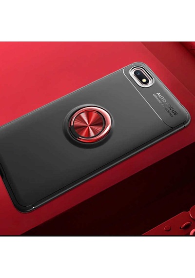 Huawei Y5 2018 Kılıf Zore Ravel Silikon Kapak Siyah-Kırmızı