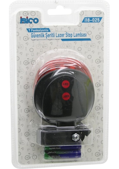 Güvenlik Şeritli Lazer Bisiklet Stop Lambası Pilli 7 Fonksi Çok Renkli