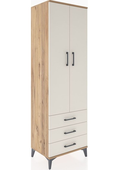 Hyperion Dolap 4 Raflı 3 Çekmeceli 2 Kapaklı 60x44x195 Çam-ay... Çam