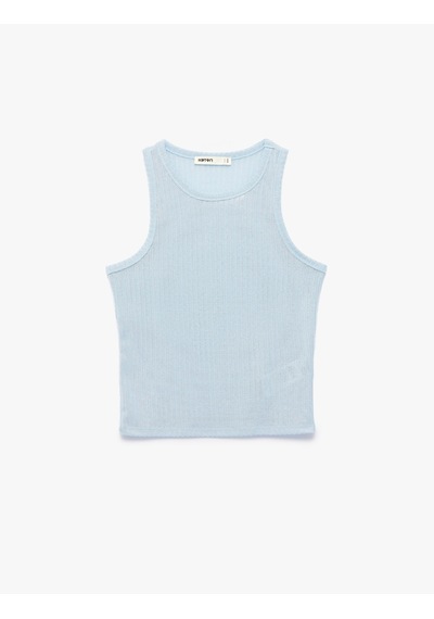 Koton Slim Fit Kolsuz Bisiklet Yaka Atlet A.mavi 6sak10304ek Açık Mavi