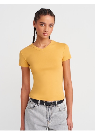 Dilvin 31673 V Yaka T-shirt-hardal Hardal