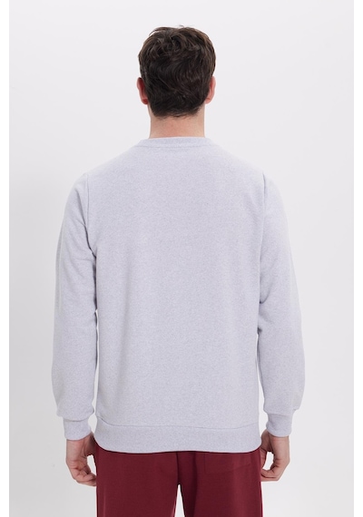 Tudors Erkek Relax Fit Rahat Kesim %100 Pamuk 2 İplik Bisiklet Yaka Gri Sweatshirt -41516 Gri